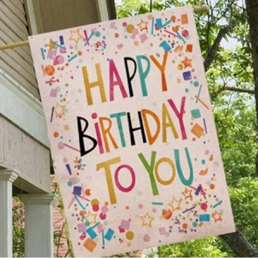 Happy Birthday Burlap Flag -New in original package - Picture 3 of 7